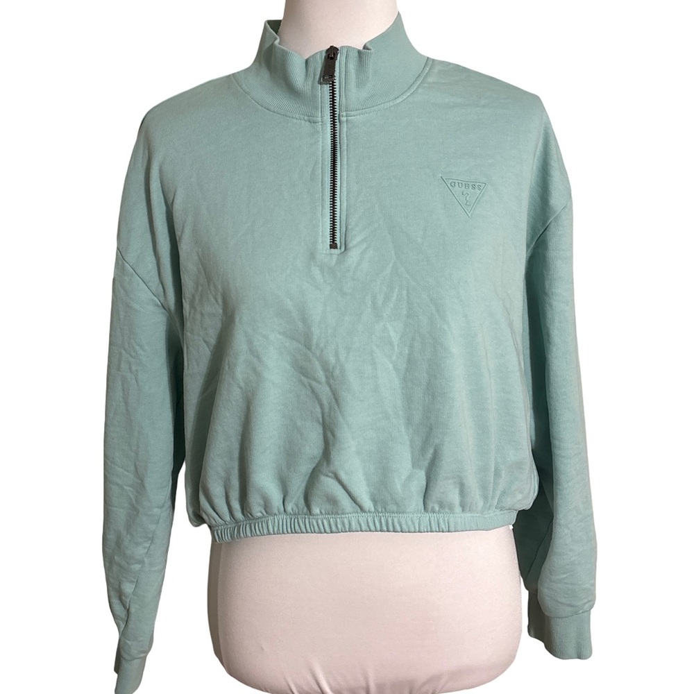 Guess Light Green Quarter-Zip Pullover